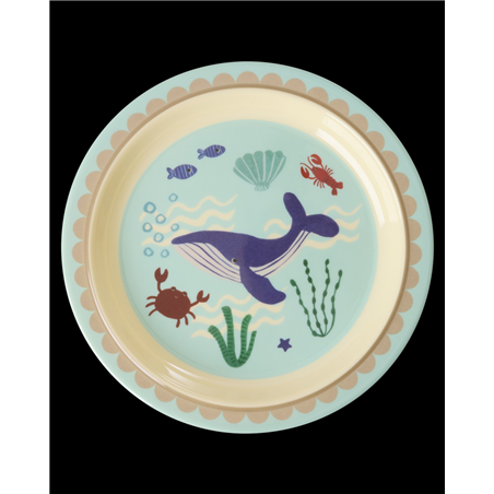 Piatto Melamina Bimbi  D22cm Blue Ocean Print