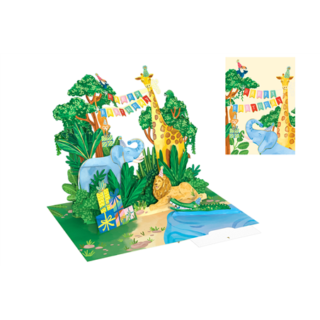 Biglietto Auguri Kirigami  Fatto A Mano Jungle Friends