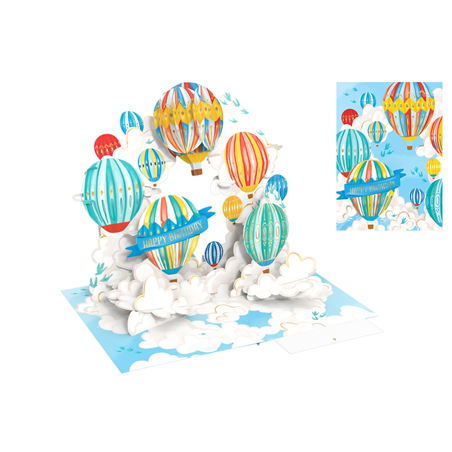 Biglietto Auguri Kirigami  Fatto A Mano Hot Air Balloons