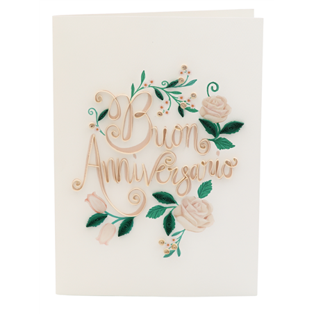 Biglietto Auguri Quilling  Fatto A Mano Buon Anniversario