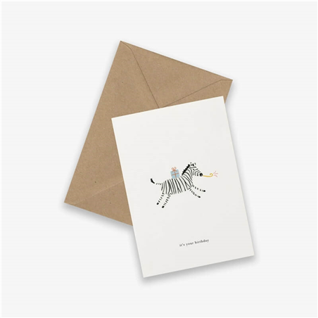 Biglietto Auguri Con Busta Kraft  Birthday Zebra