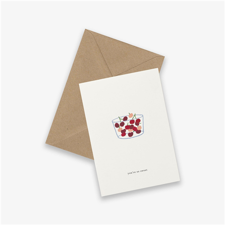 Biglietto Auguri Con Busta Kraft Kartotek Cherries