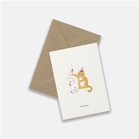 Biglietto Auguri Con Busta Kraft  Celebration Cat