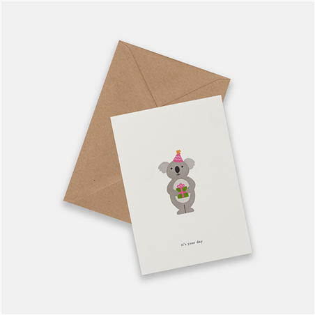 Biglietto Auguri Con Busta Kraft  Koala