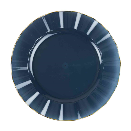 Piatto D26cm Plastica Riutilizzabile 6pz Blu Marine E Oro