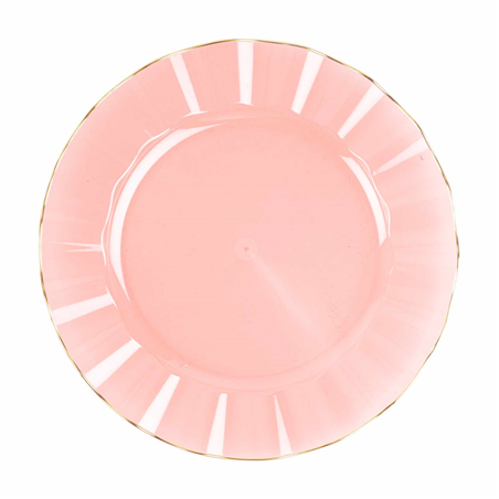 Piatto D26cm Plastica Riutilizzabile 6pz Rosa E Oro