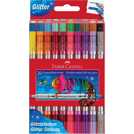Set 20 Pennarelli Doppia Punta Glitter