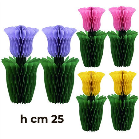 Tulipani In Carta 25cm Colori Assortiti 2pz