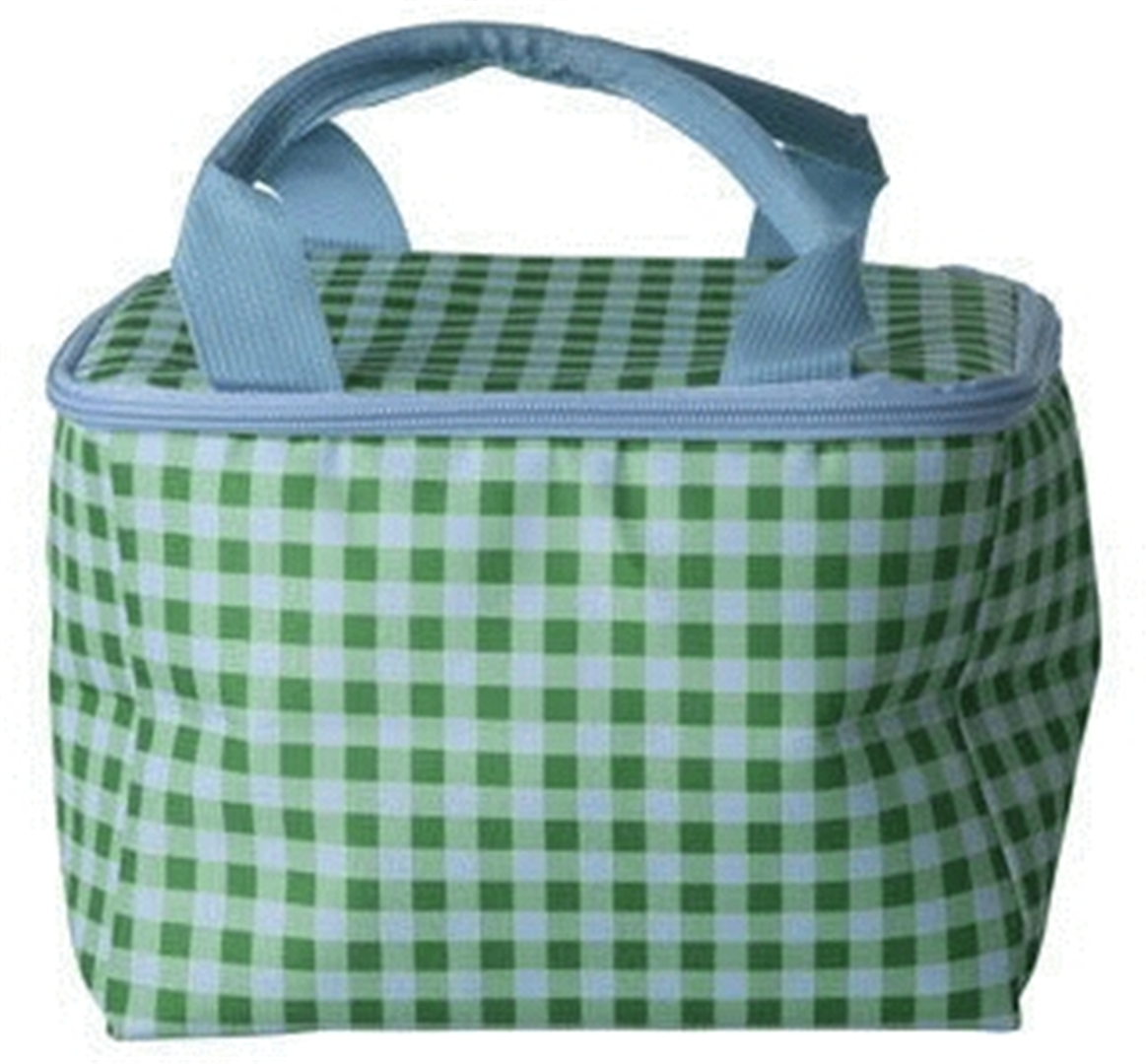 Cooler Bag Fabric 18x16x23cm Rice Blue And Green Checkers Print — immagine 2