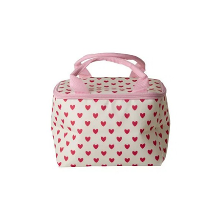 Cooler Bag Fabric 18x16x23cm Rice Red Hearts Print