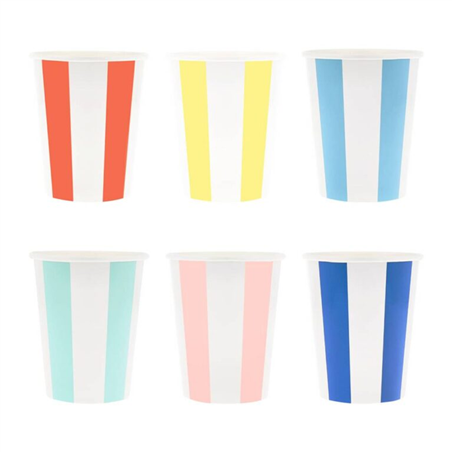 Bicchiere Carta 256ml 8pz Beach Stripe Multi
