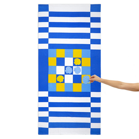 Asciugamano Da Spiaggia Con Gioco Tic-Tac-Toe  Azzurro