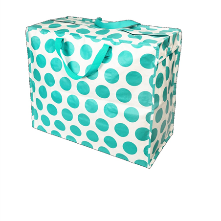 Borsa Shopper  Nylon Plc Jumbo 28x55x48cm Turchese Bianco