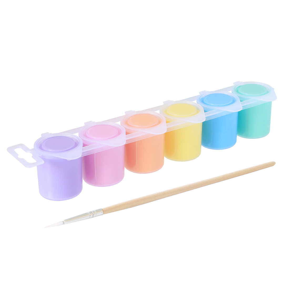 Set Tempera In Vasetto Pezzi 6x25 Ml  Pastello Con Pennello Incluso — immagine 2