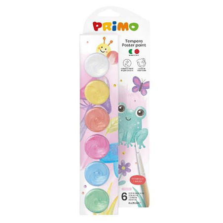 Set Tempera In Vasetto Pezzi 6x25 Ml  Perla Con Pennello Incluso