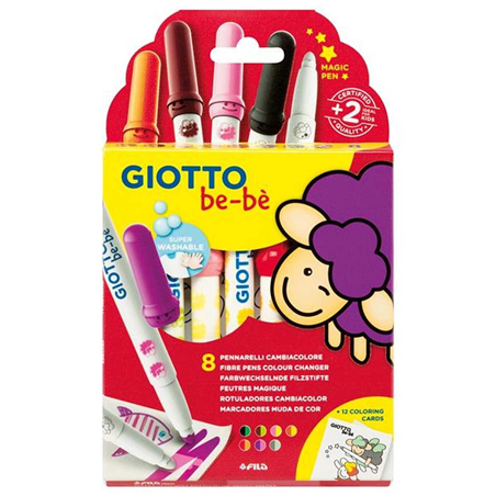 Pennarelli Giotto Bebe' Cambiacolore Pezzi 8 + 12 Schede Da Colorare