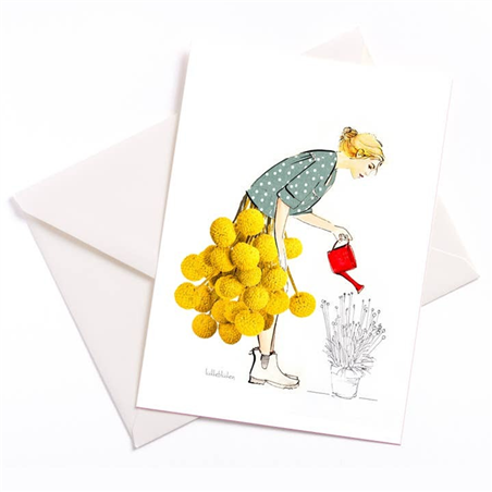 Biglietto Auguri  Effetto Rilievo Luttebluten Annafiatoio