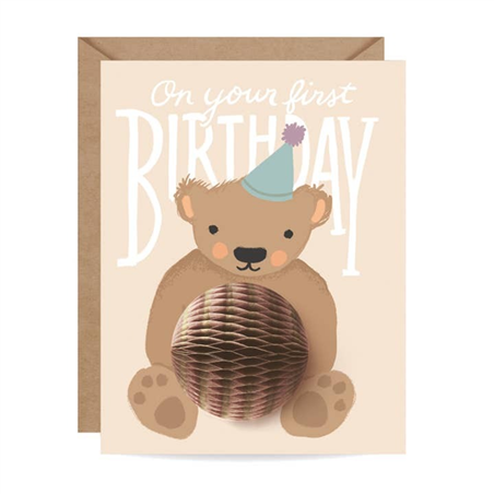 Biglietto Auguri  Pop Up Fru Fru Inklings Pap Teddy Bear - Primo Compleanno