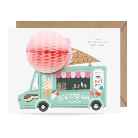 Biglietto Auguri  Pop Up Fru Fru Inklings Pap Camioncino Dei Gelati Compleanno