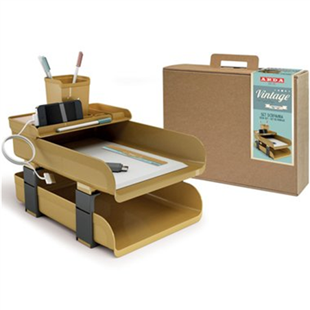 Set Scrivania Vintage Pezzi 5 Caramel Ocra