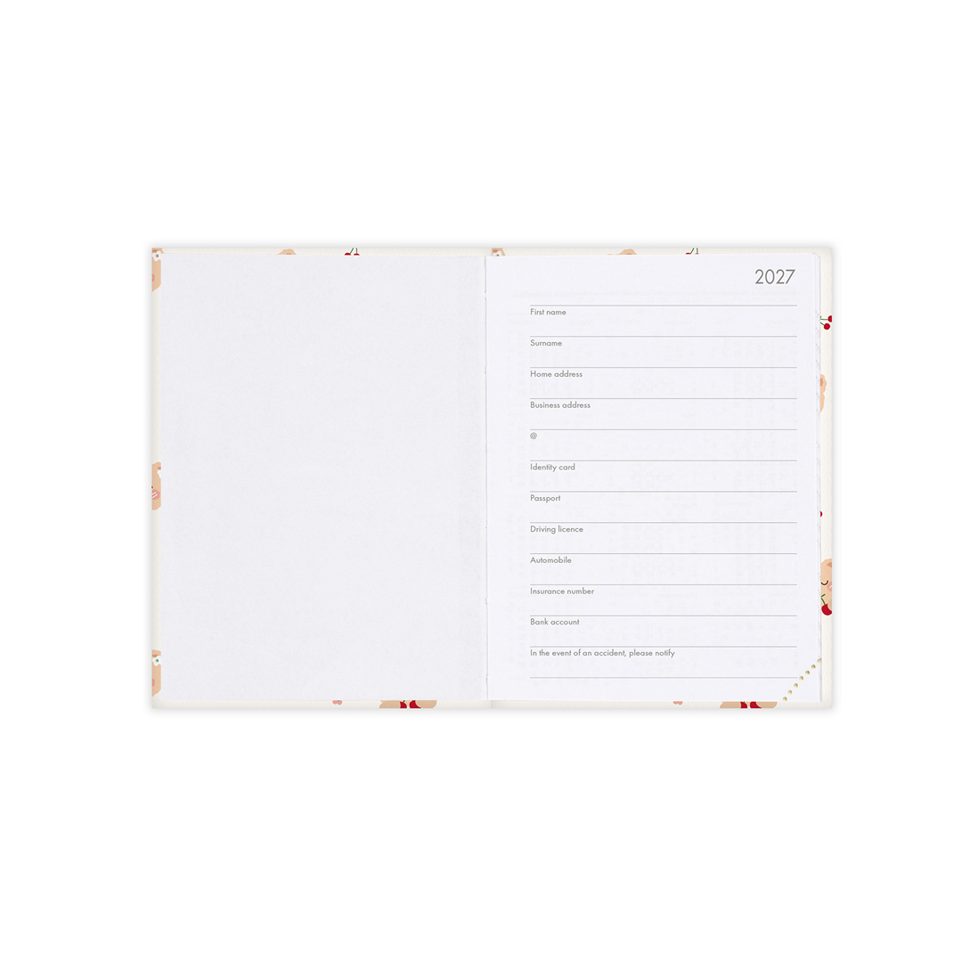 Agenda 12mesi Settimanale Mini Photo Weekly 2027 Teddy Bear White — immagine 2
