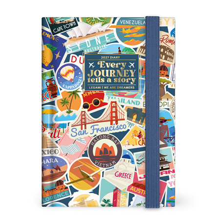 Agenda 12mesi Giornaliera Small Photo Daily 2027 Travel Stickers