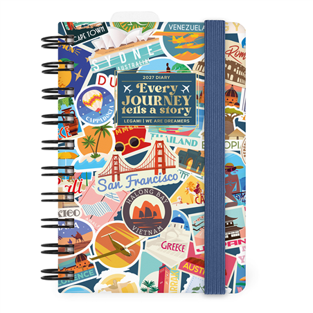 Agenda 12mesi Giornaliera Spiralata Small Dai 2027 Travel Stickers