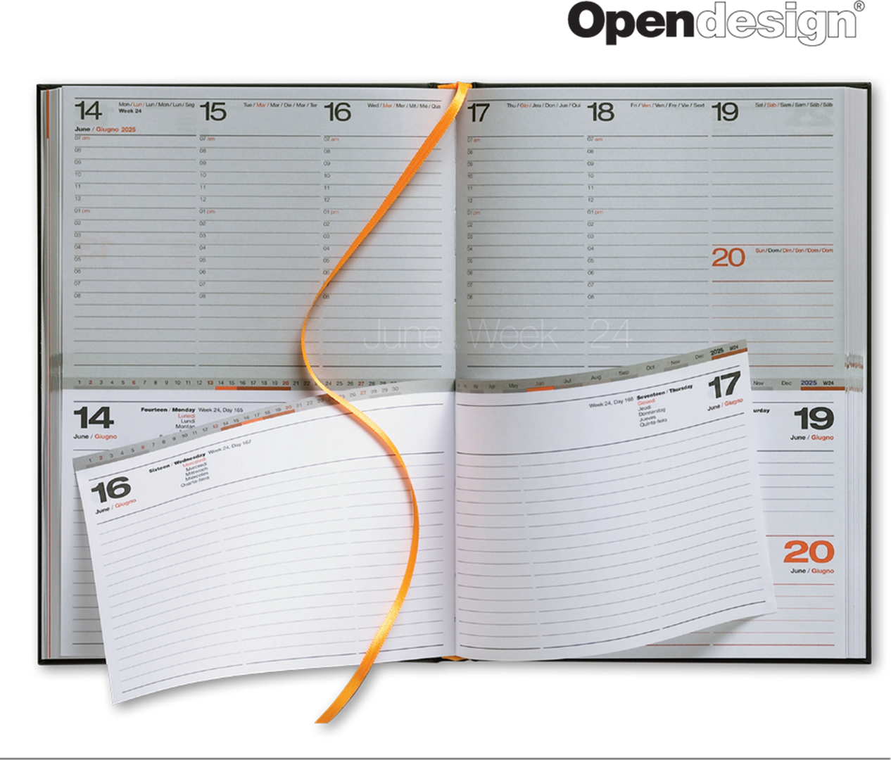 Agenda 16,5x23,5 Slim Twin Time Flexi Nero-Rosso — immagine 2