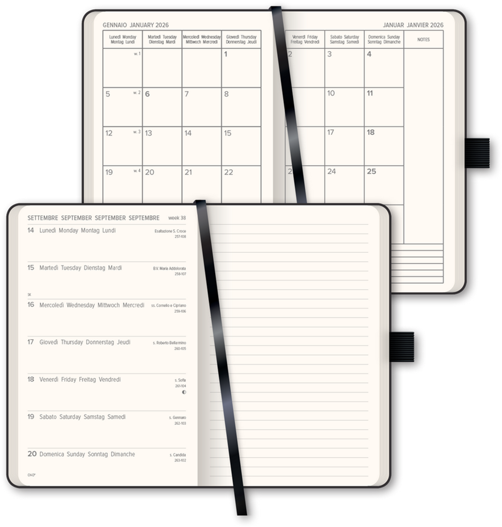 Agenda 9x14 Settimanale C/note Black Color — immagine 2