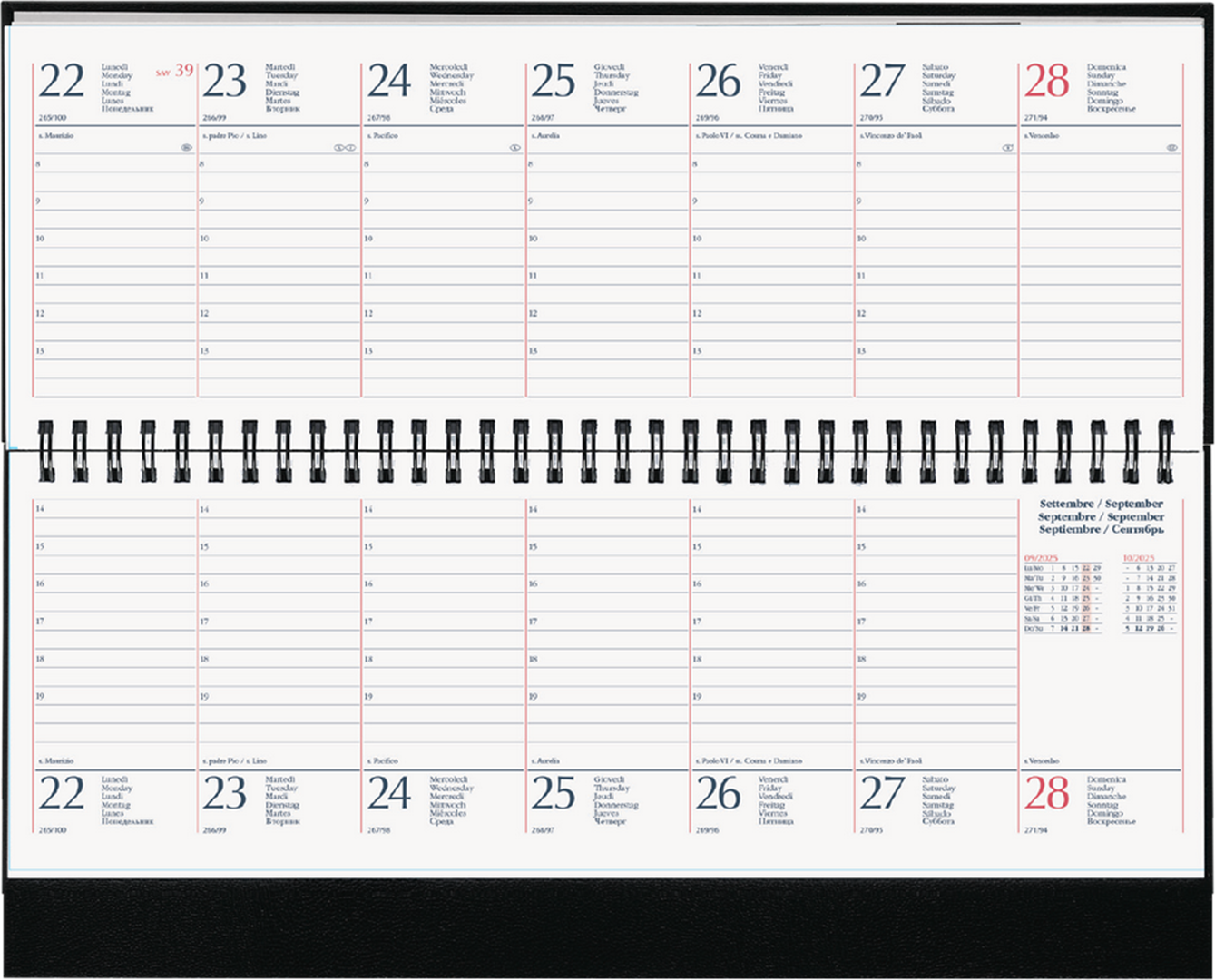 Planning Sett. Oriz. Spir 29,8x10,5cm Vertigo Rosso — immagine 2