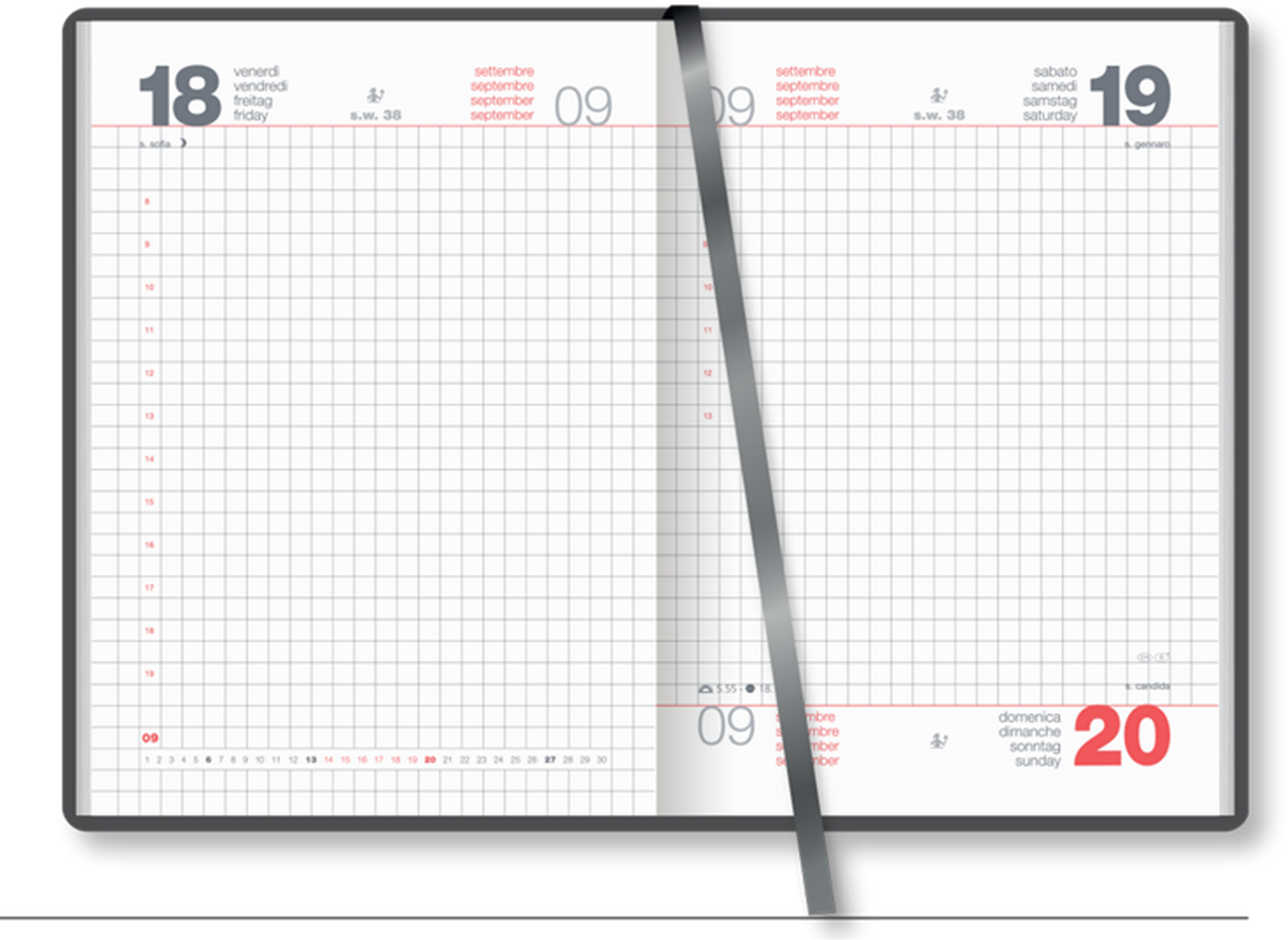 Agenda 10,5x14,8 Giornaliera S/d Fiori Classi Quadretti — immagine 2