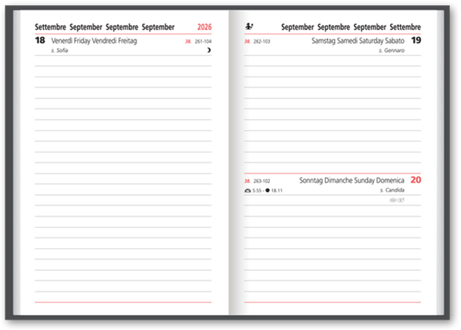 Agenda 9x13 Giornaliera S/d Fiori Classici Con Linguetta E Matita — immagine 2