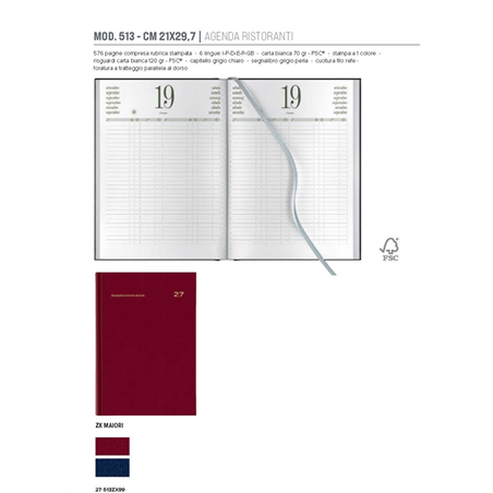 Agenda 21x29,7 Gg Ristoranti Maiori