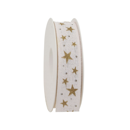 Nastro Naturale 20mtx40mm Stelle Avorio Oro