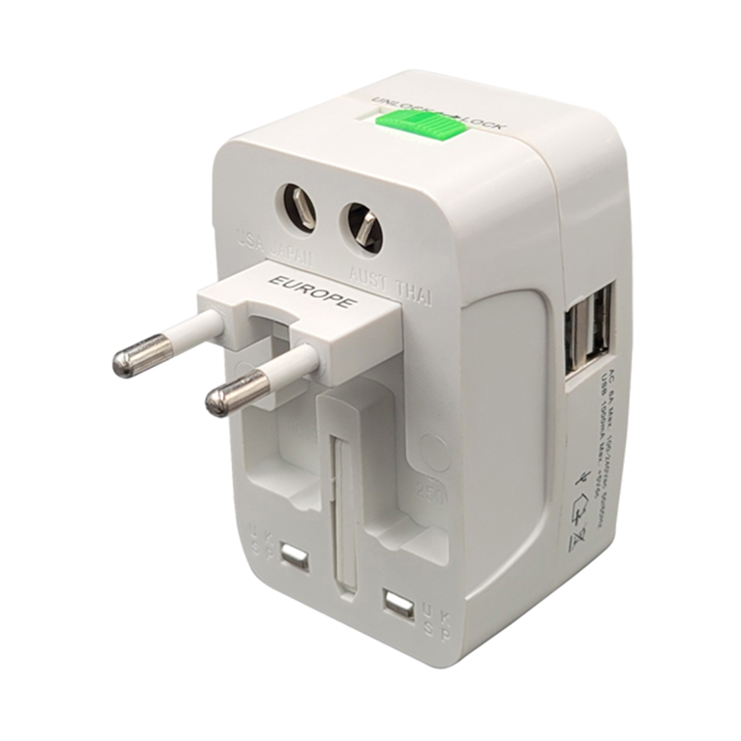 Adattatore Da Viaggio Universale Con 2 Prese Usb — immagine 3