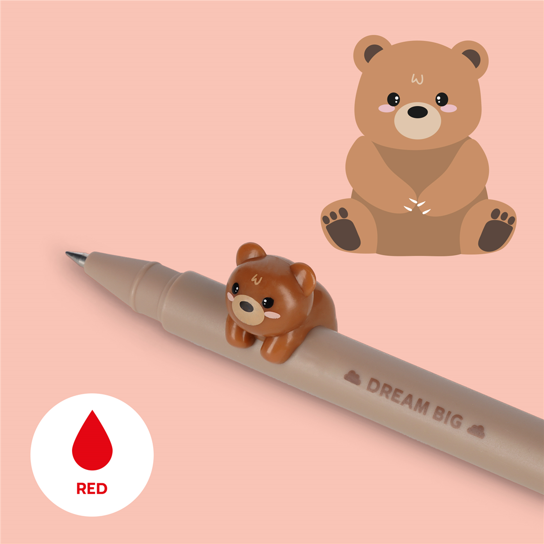 Penna Gel Lovely Friends  Teddy Bear Inchiostro Rosso — immagine 2
