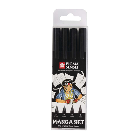 Set Manga 4 Pezzi Pigma Sensei Black 03, 04, 06, 10
