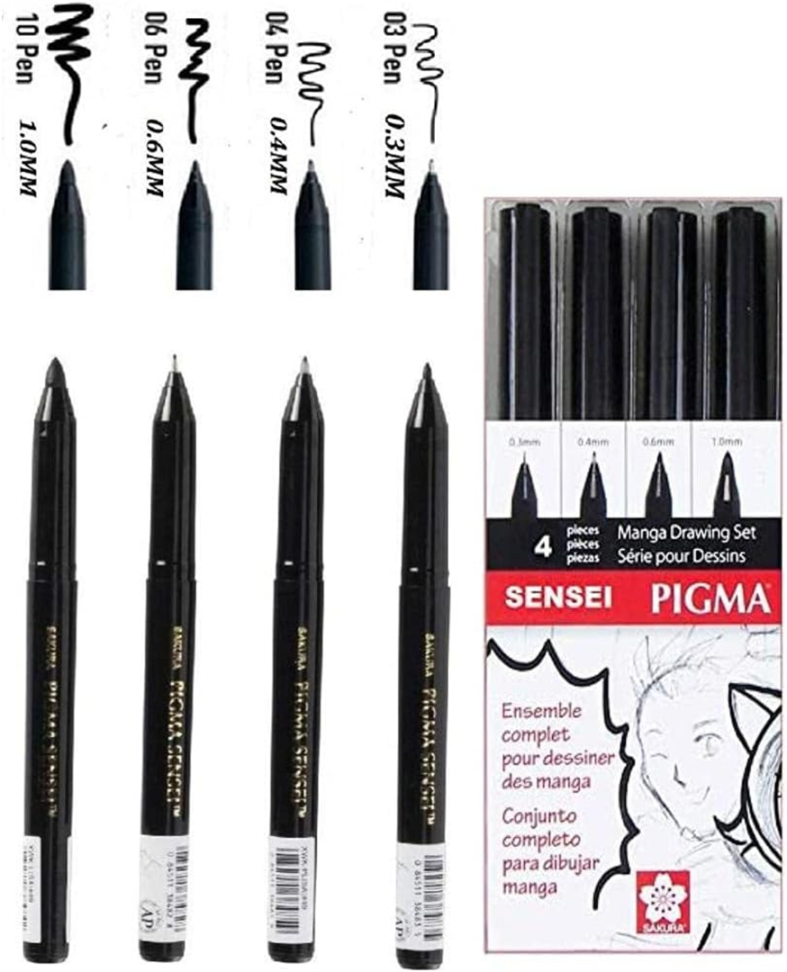 Set Manga 4 Pezzi Pigma Sensei Black 03, 04, 06, 10 — immagine 2