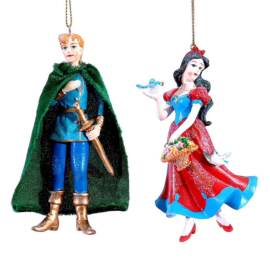 Ornamento 1pz. Poly Biancaneve/principe 11cm