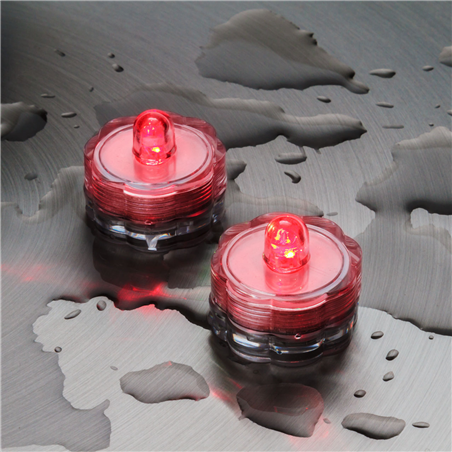 Set 2 Tea Light Led Sommergibili Ø3xh2,5cm Luce Rossa-Interno Esterno