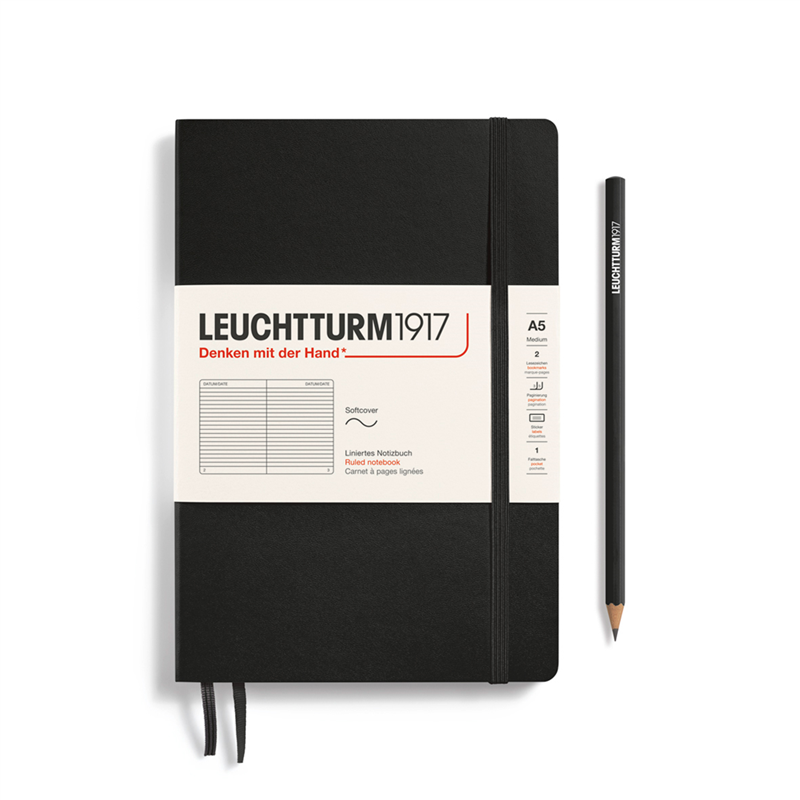 Notebook Medium A5 Soft Righe Nero