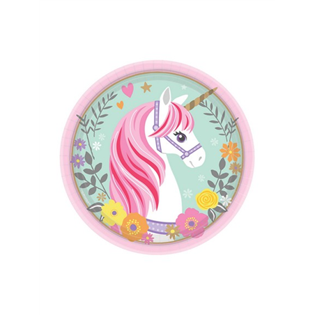Piatto Carta D18cm 8pz Magical Unicorn