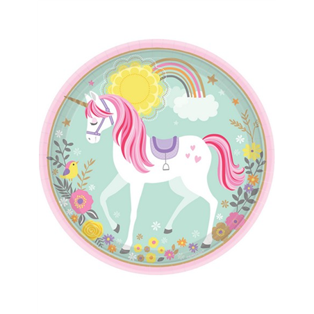 Piatto Carta D23cm 8pz Magical Unicorn