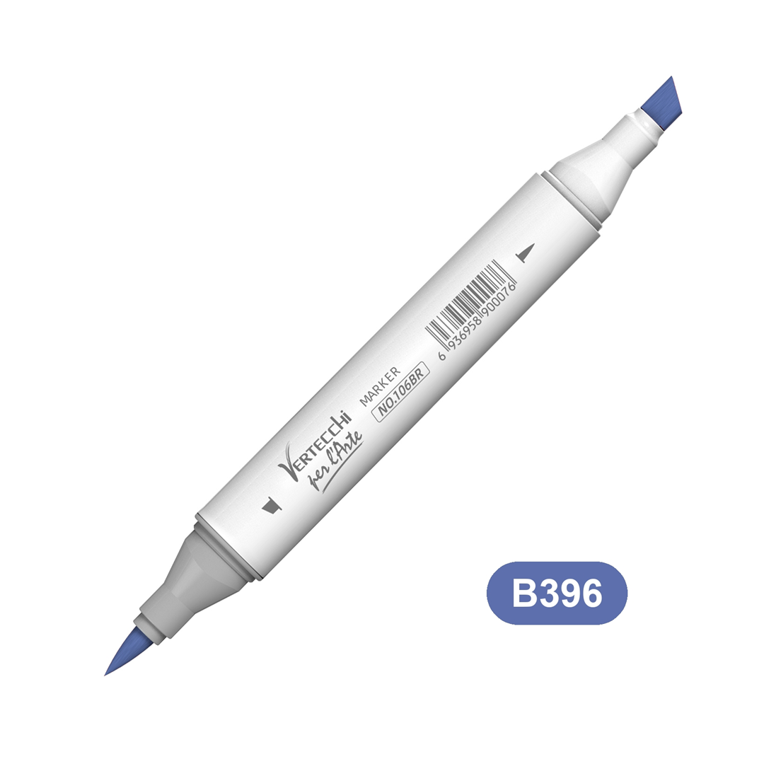 Pennarello Base Alcool Doppia Punta Scalpello E Punta A Pennello B396-Blu Fiordaliso Intenso