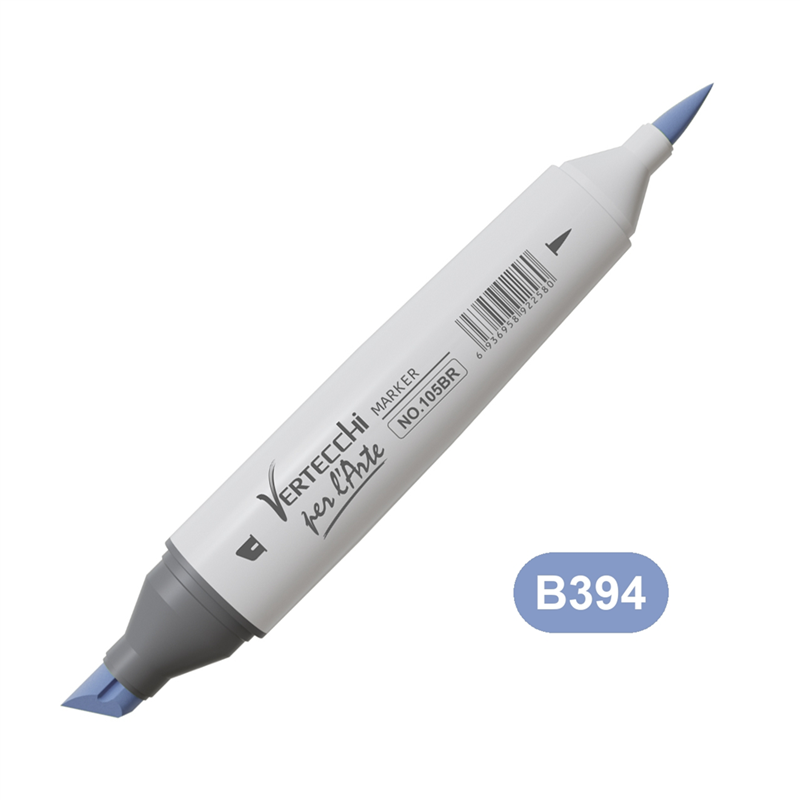 Pennarello Base Alcool Doppia Punta Scalpello E Punta A Pennello B394-Blu Havelock — immagine 2