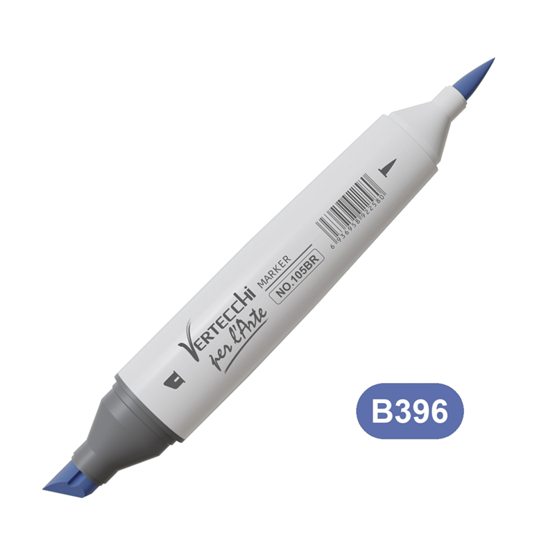 Pennarello Base Alcool Doppia Punta Scalpello E Punta A Pennello B396-Blu Fiordaliso Intenso — immagine 2