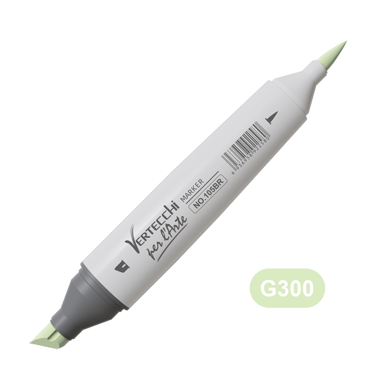 Pennarello Base Alcool Doppia Punta Scalpello E Punta A Pennello G300-Verde Pallido — immagine 2