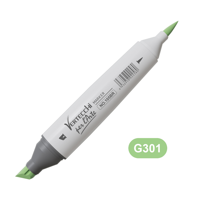 Pennarello Base Alcool Doppia Punta Scalpello E Punta A Pennello G301-Verde Primavera — immagine 2
