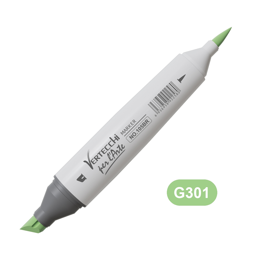 Pennarello Base Alcool Doppia Punta Scalpello E Punta A Pennello G301-Verde Primavera