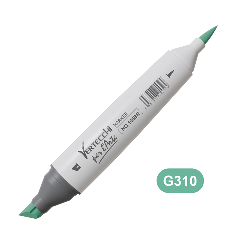 Pennarello Base Alcool Doppia Punta Scalpello E Punta A Pennello G310-Menta Verde — immagine 2